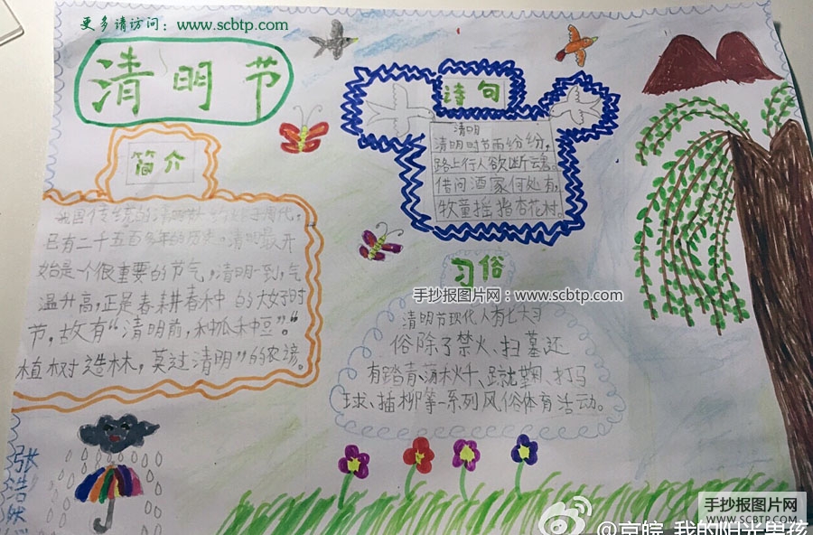 几张漂亮的小学生清明节手抄报