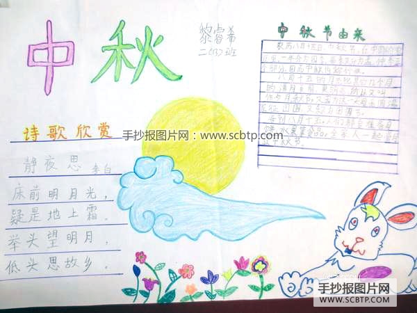 小学生中秋节手抄报版面设计图