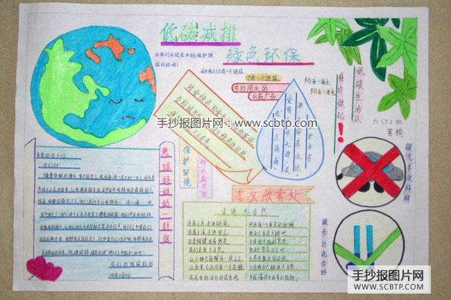 低碳减排,绿色环保_低碳生活手抄报_环保手抄报-手