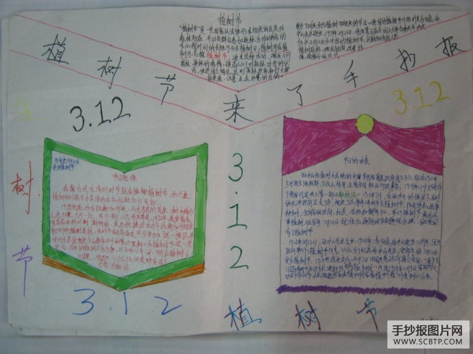 植树节来了，共建绿色家园的手抄报