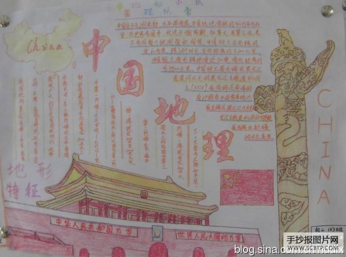 中国地理，地形特征的手抄报