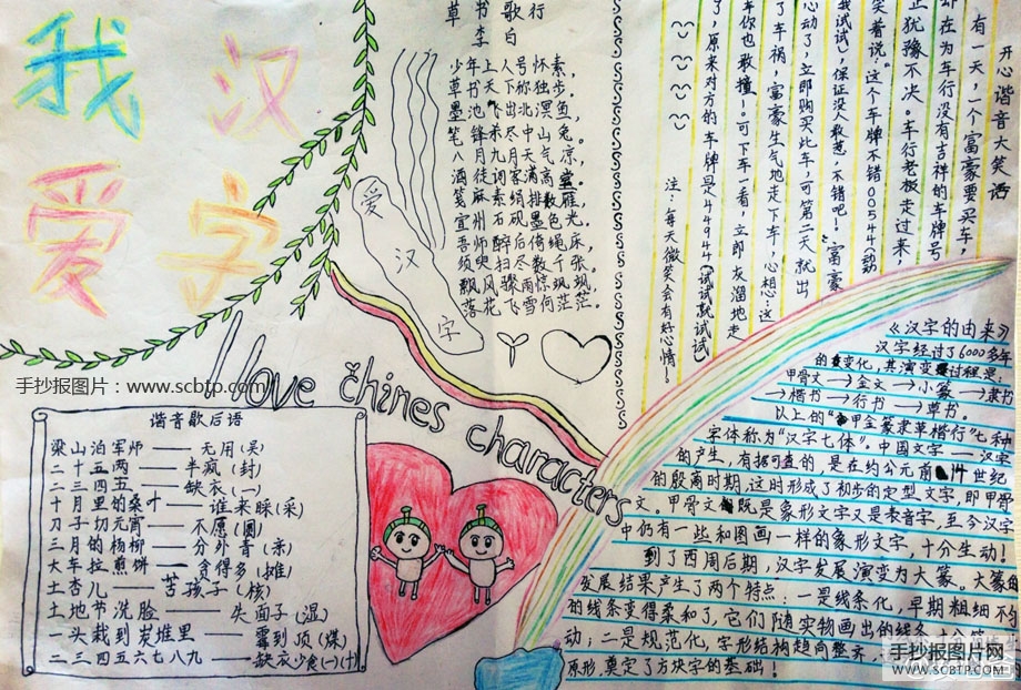 6行关于中国汉字的手抄报