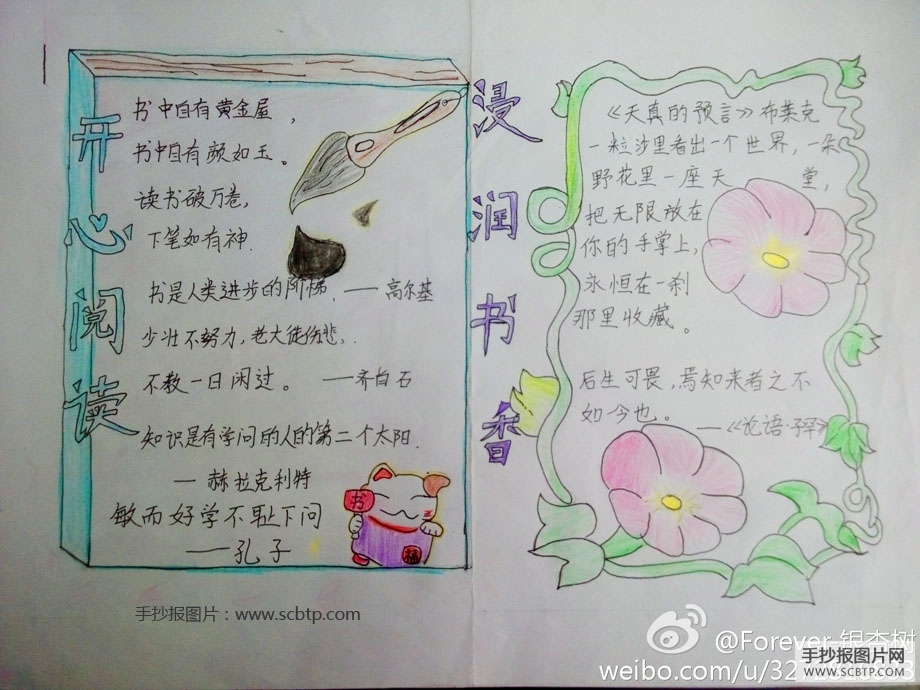 8张关于读书的手抄报作品欣赏