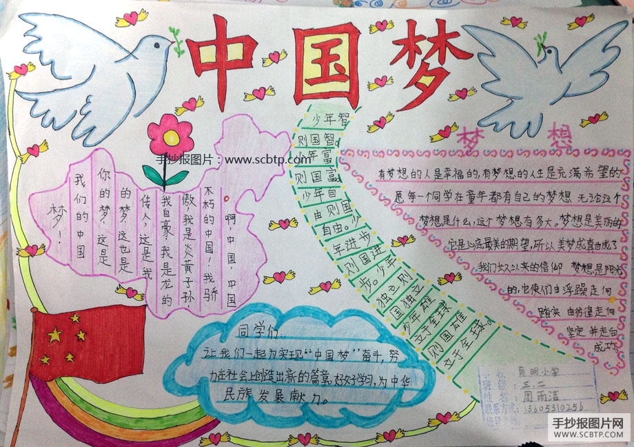 5张中国梦主题的手抄报版面