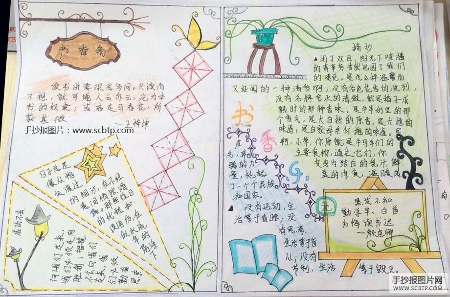 书香醉人，阅读手抄报