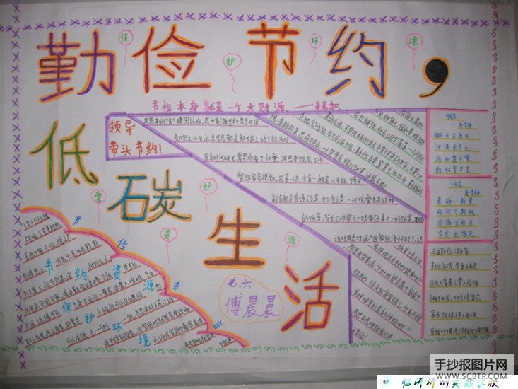 勤俭节约手抄报