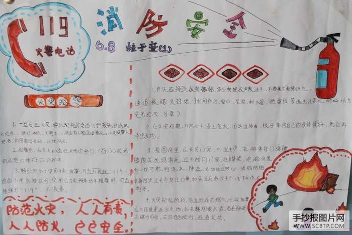 小学生消防安全手抄报图