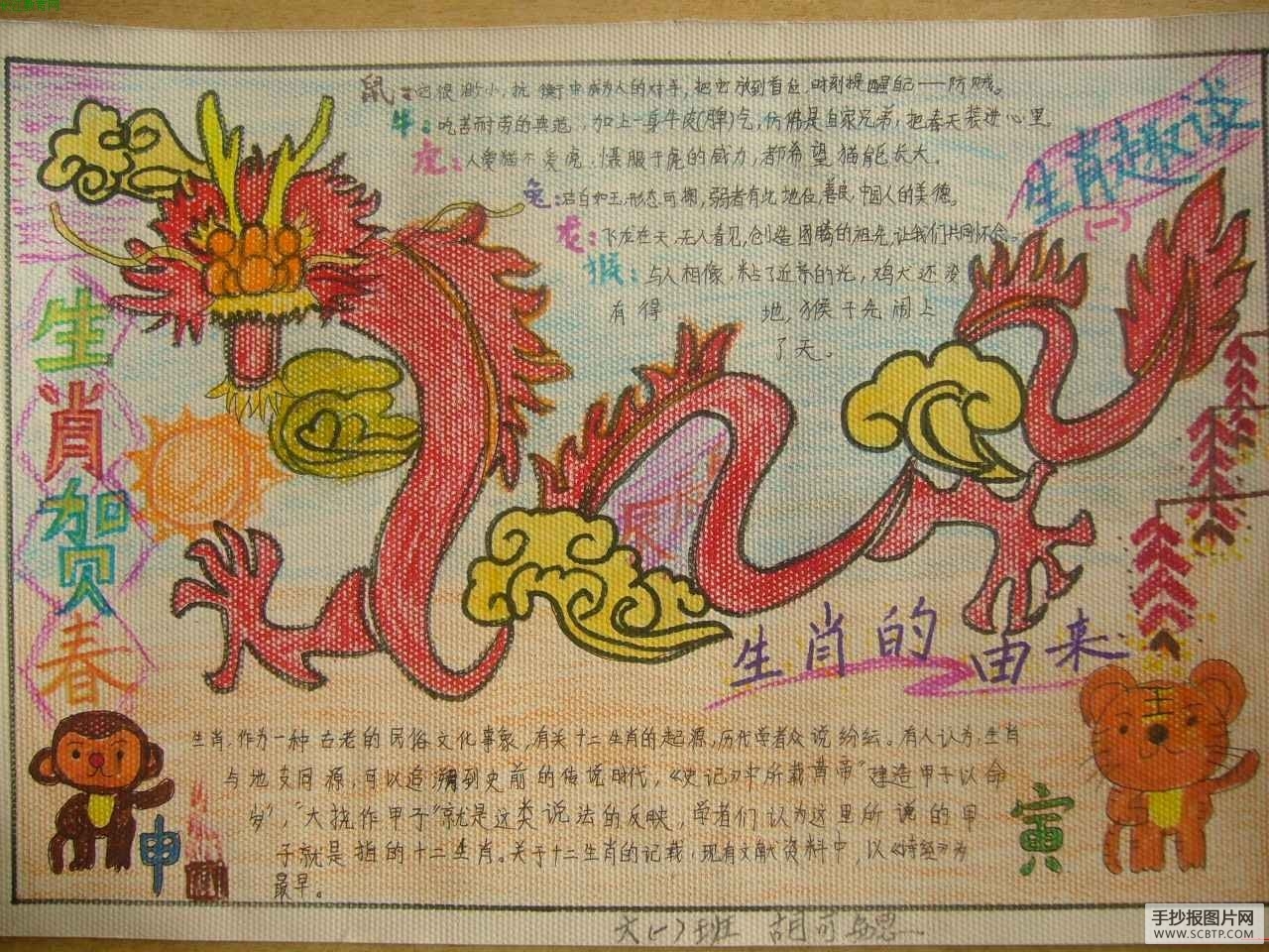 十二生肖手抄报图片