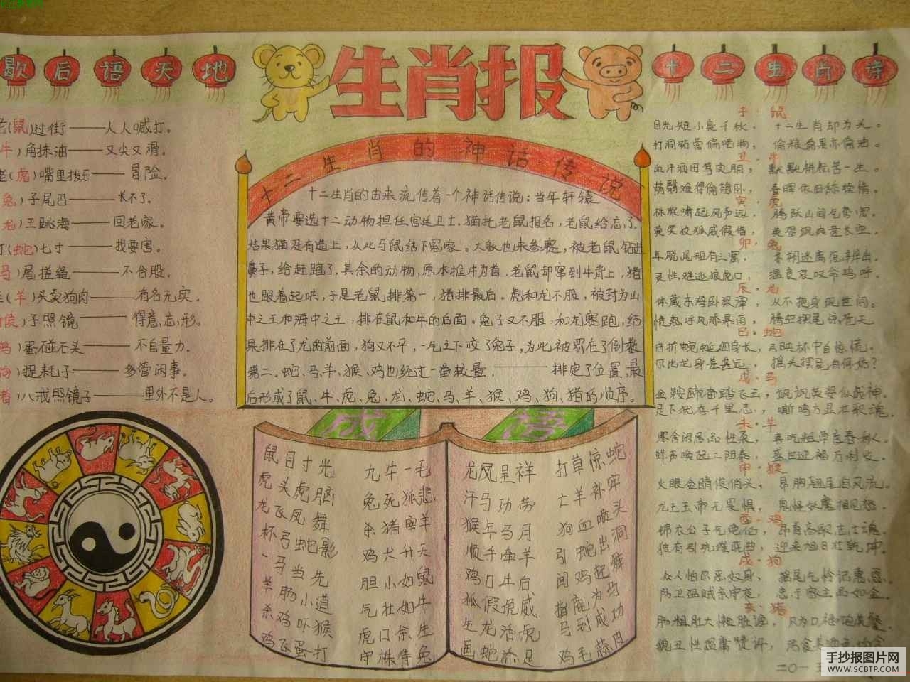 十二生肖手抄报图片