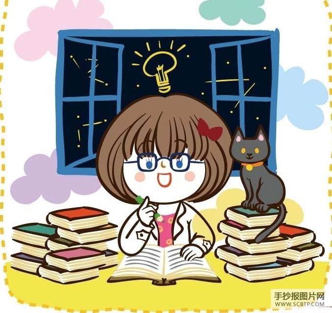 读书手抄报卡通人物素材图片