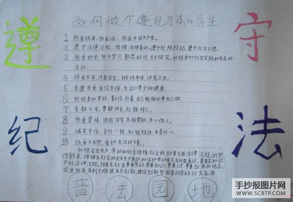 （二）法制、行为规范教育宣传周手抄报