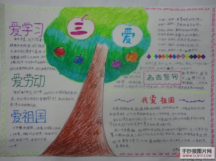 爱祖国 爱学习 爱劳动手抄报精选1