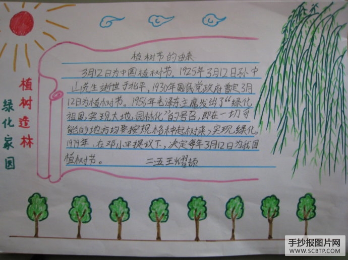 小学生植树造林，保护环境手抄报