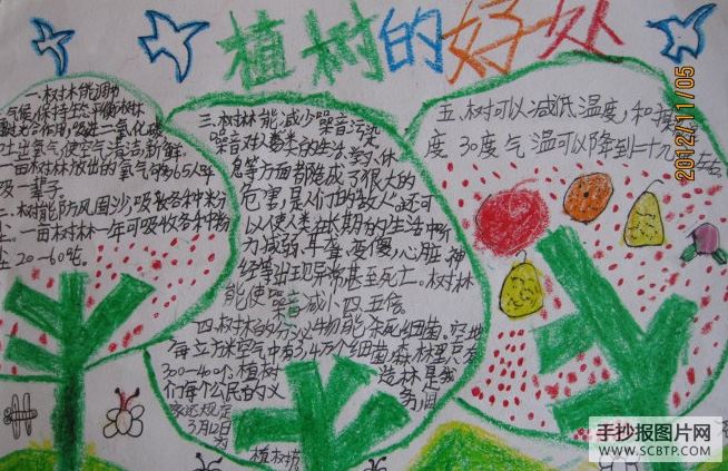 植树快乐 植树节手抄报