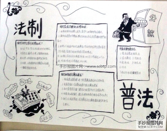 崇尚法制，法在心中手抄报图片