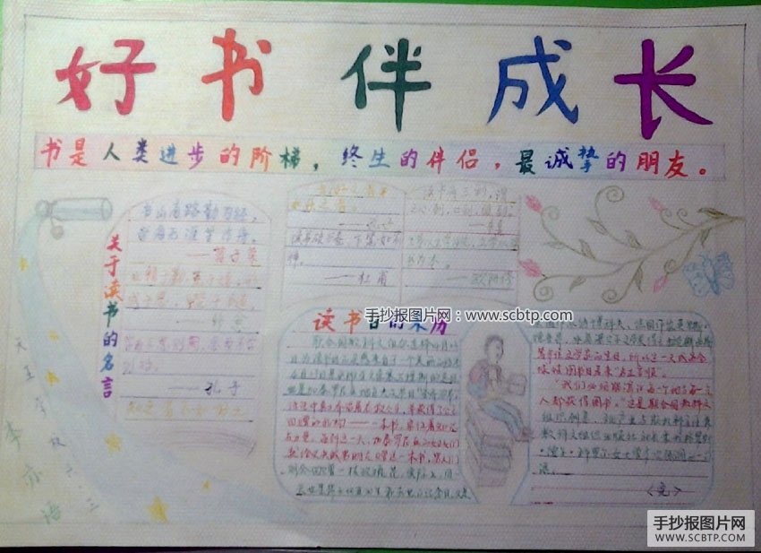 好书伴我成长的手抄报