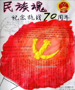 勿忘国耻，纪念抗战70周年的手抄报