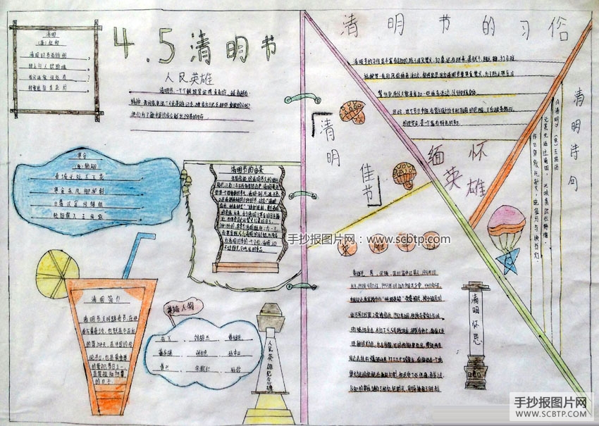 4.5清明节手抄报图片