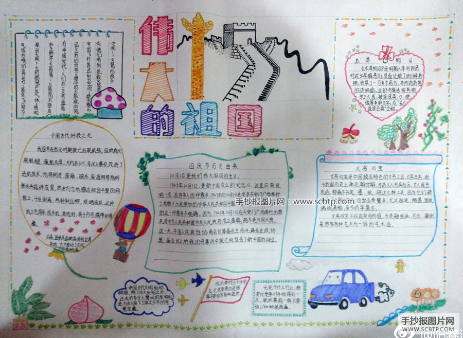 最美中国，幸福中国的手抄报