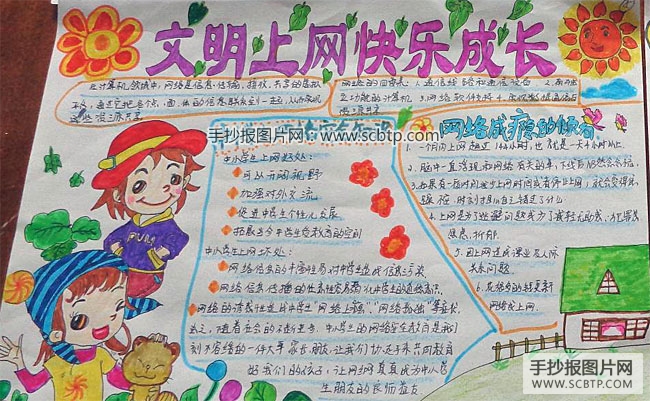 文明上网，快乐成长的手抄报