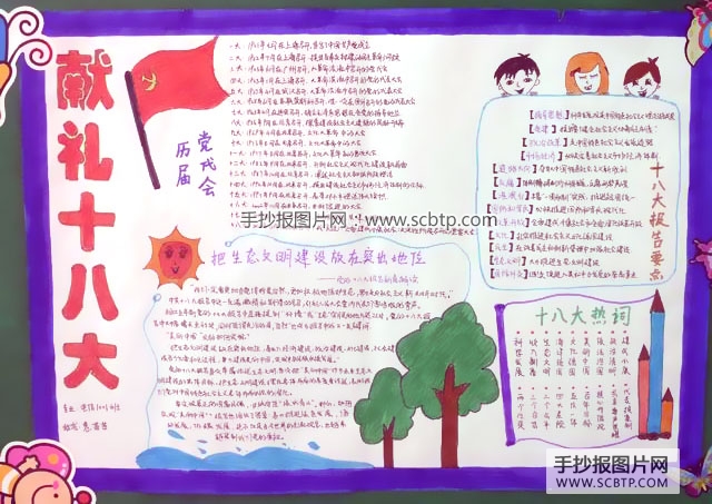 献礼十八大的手抄报图片