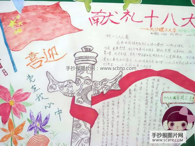 献礼十八大的手抄报图片