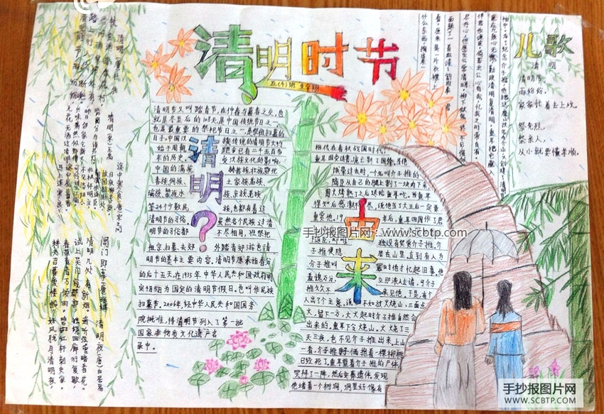 “清明怀思”主题的手抄报图片