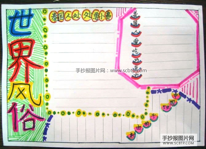 世界风俗手抄报模板设计