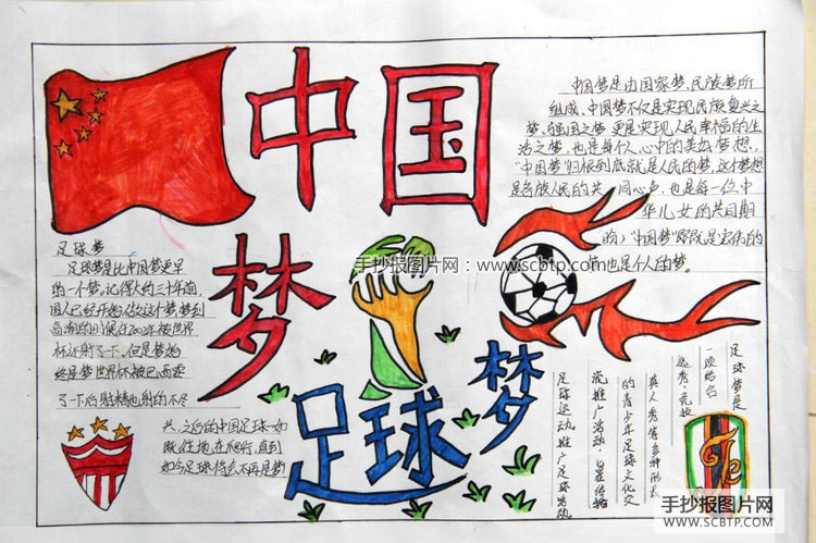 “中国梦足球梦”主题的手抄报