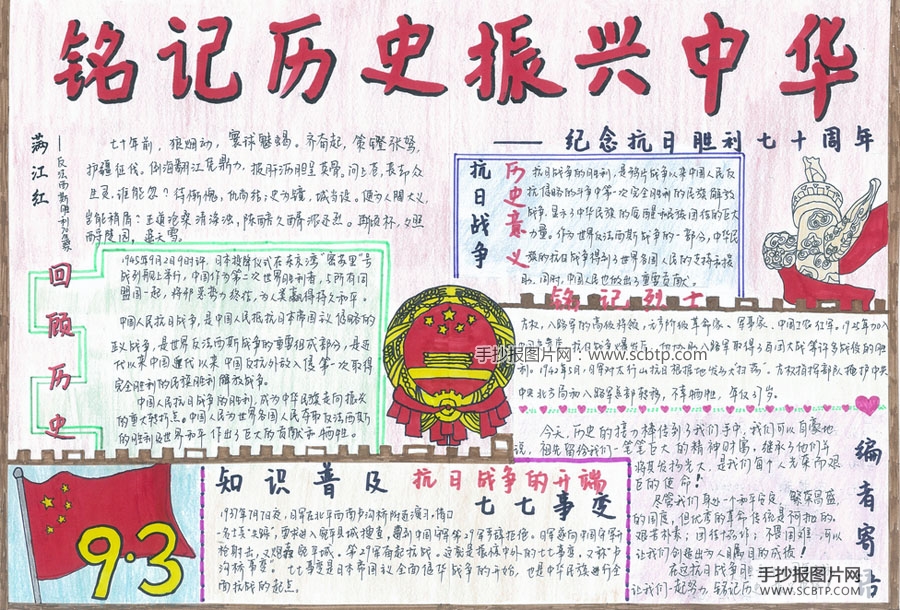 中国抗日战争的胜利70周年的手抄报