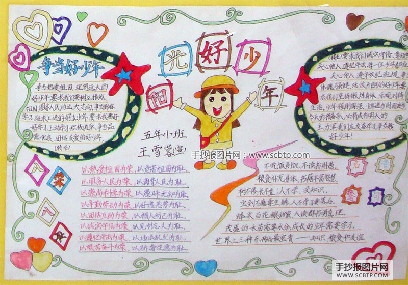 “阳光好少年”的手抄报图片
