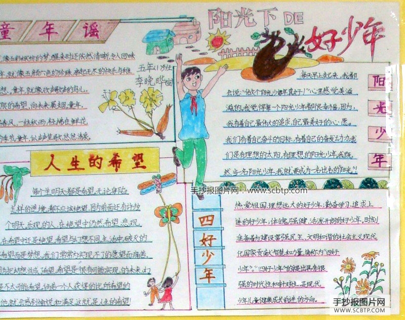 “阳光好少年”的手抄报图片
