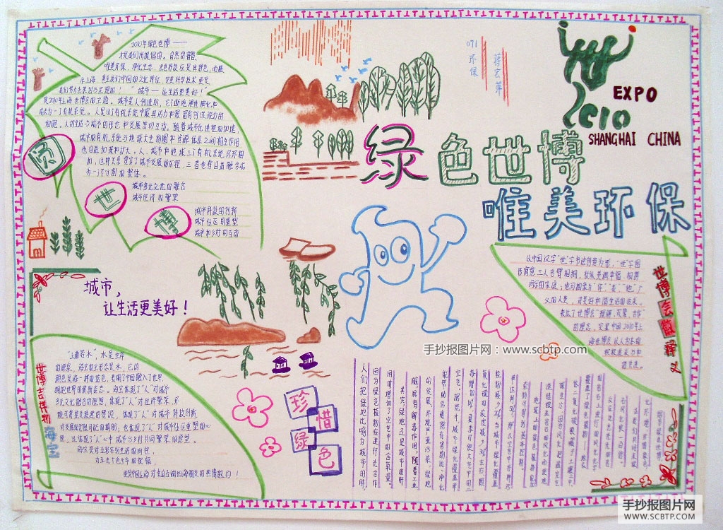 “世博与环保”主题的手抄报