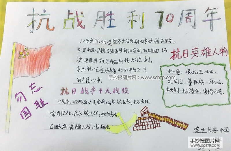 反法西斯战争胜利70周年手抄报大赛作品（小学生组）