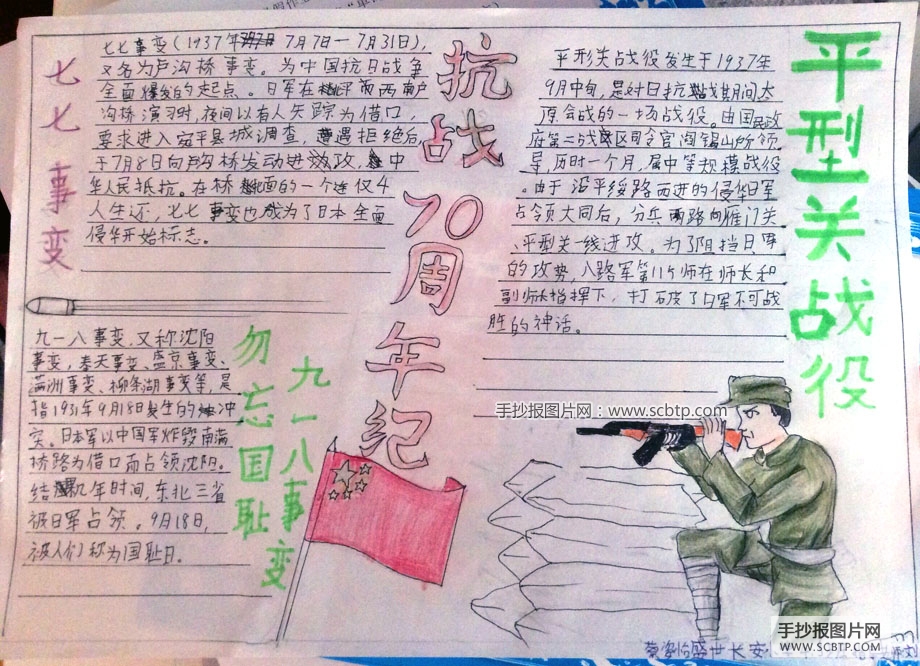 反法西斯战争胜利70周年手抄报大赛作品（小学生组）