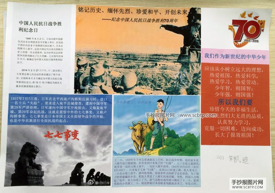 抗日英雄典故——纪念抗战胜利70周年手抄报