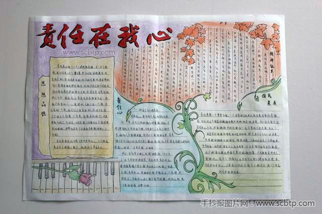 以“责任感,进取心”为主题的手抄报
