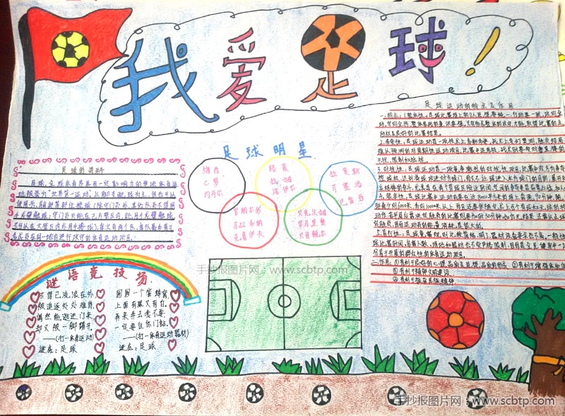 “快乐足球，我爱世界杯”手抄报图片