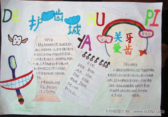 小学生爱牙护牙手抄报:4个护齿好习惯