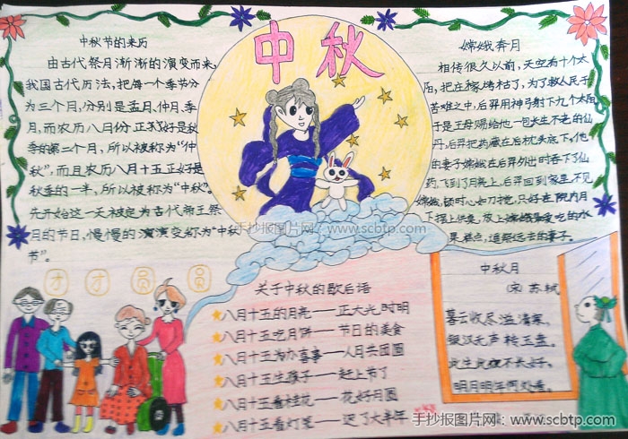 精美的小学生中秋节手抄报图片