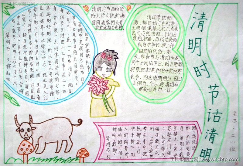 小学四年级清明节手抄报版面设计图
