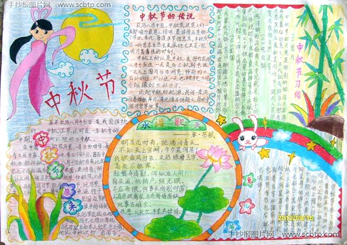 “知中秋,话传统”主题手抄报图片