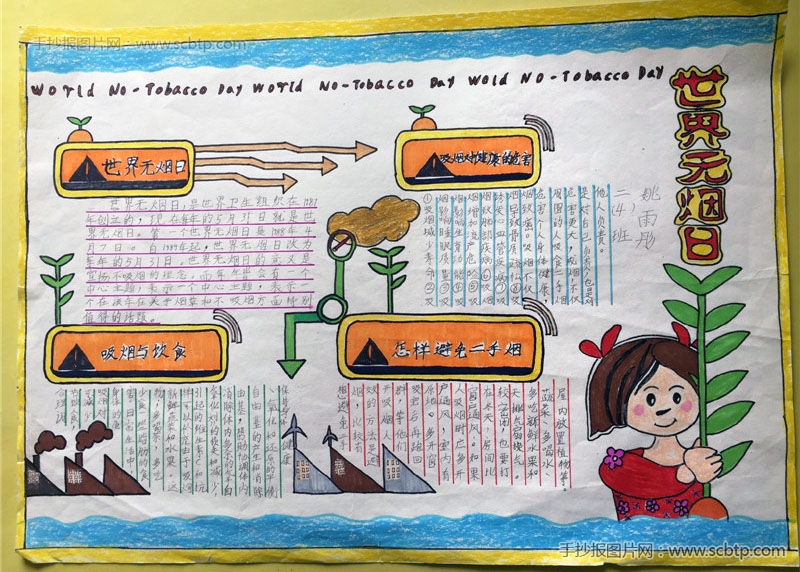 初中生世界无烟日手抄报优秀作品