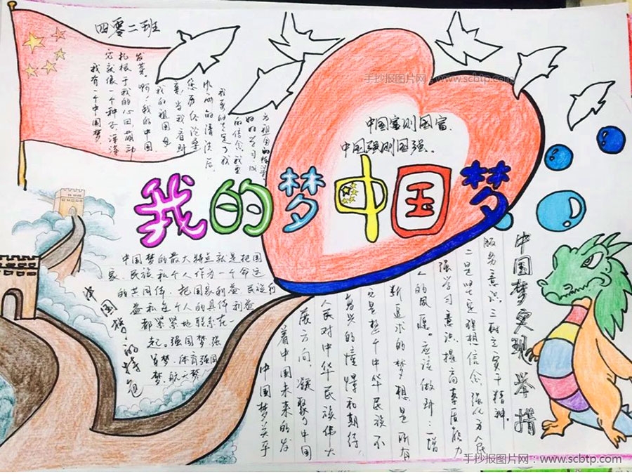 “我的梦中国梦”主题手抄报版面设计图