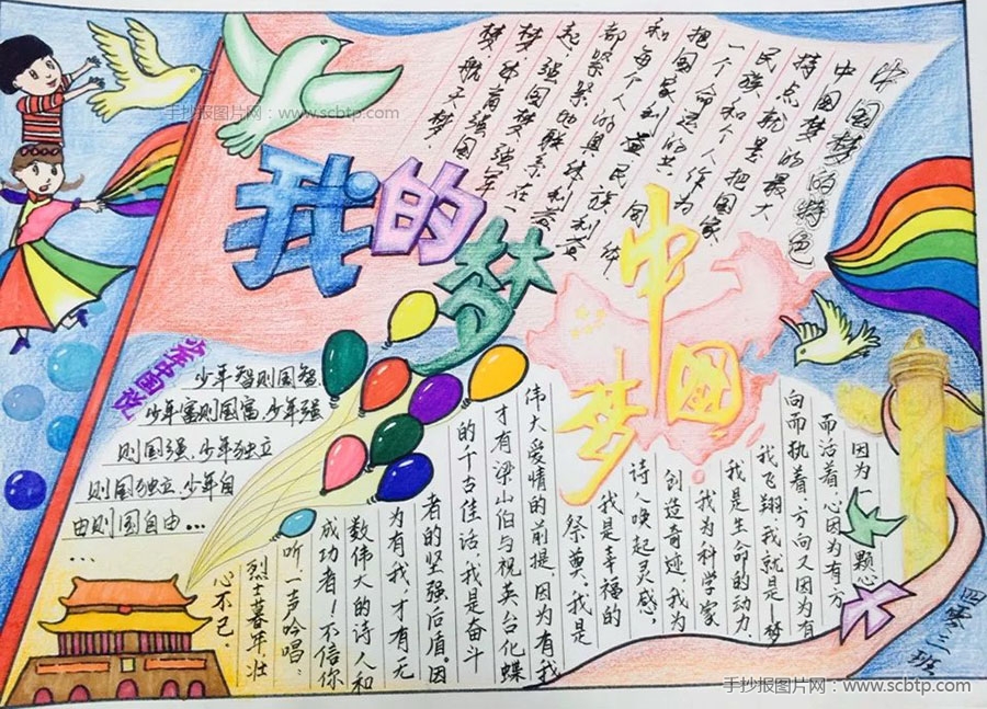 “我的梦中国梦”主题手抄报版面设计图