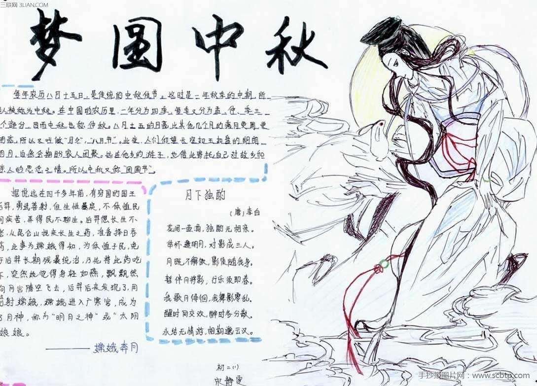 初中中秋节手抄报资料,图片