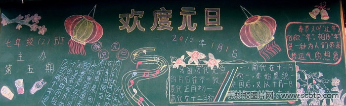 小学生迎接新年黑板报设计图大全