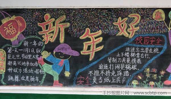 小学迎新年黑板报设计图