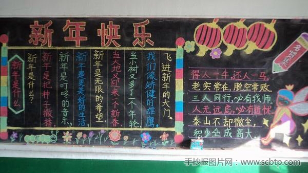 小学迎新年黑板报设计图