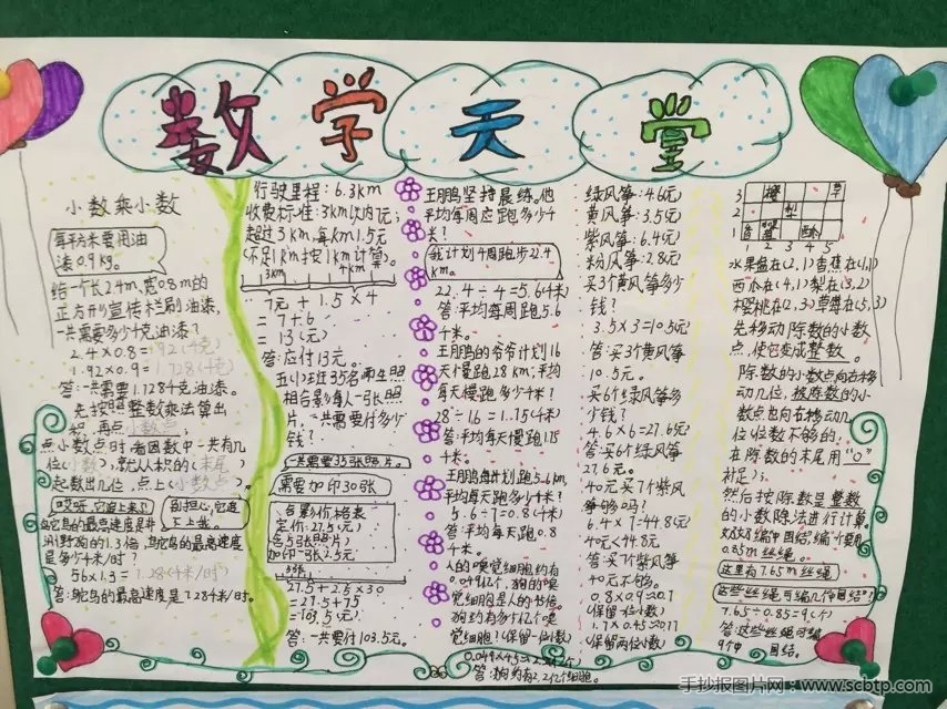 四年级小学生数学手抄报